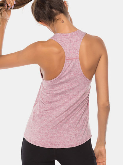 Full Size Scoop Neck Wide Strap Active Tank - UrbanEthereal