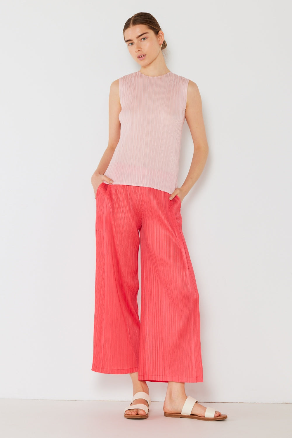 Marina West Swim Pleated Wide-Leg Pants with Side Pleat Detail - UrbanEthereal