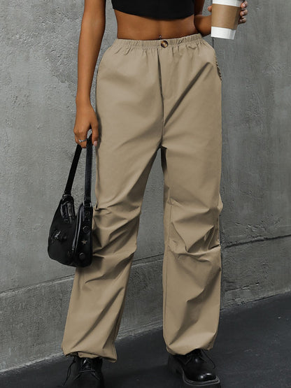 Perfee Pocketed Elastic Waist Pants