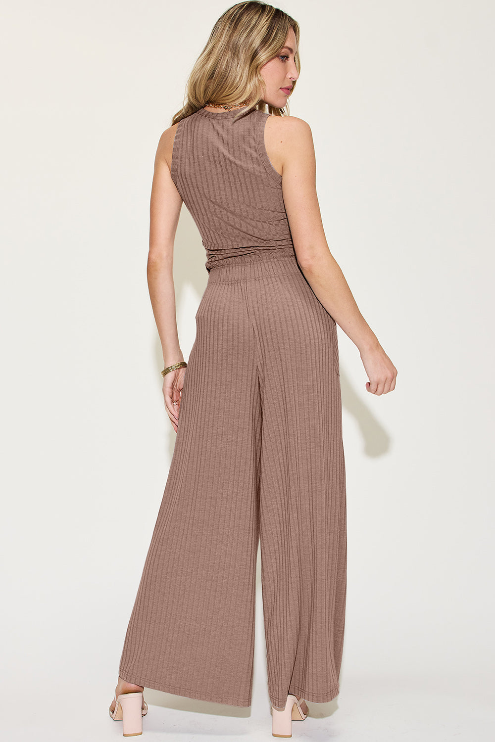 Basic Bae Full Size Ribbed Tank and Wide Leg Pants Set - UrbanEthereal