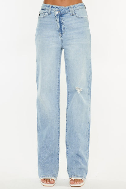 Kancan Distressed High Waist Straight Jeans - UrbanEthereal