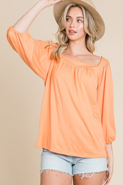 Culture Code Square Neck Puff Sleeve Top - UrbanEthereal