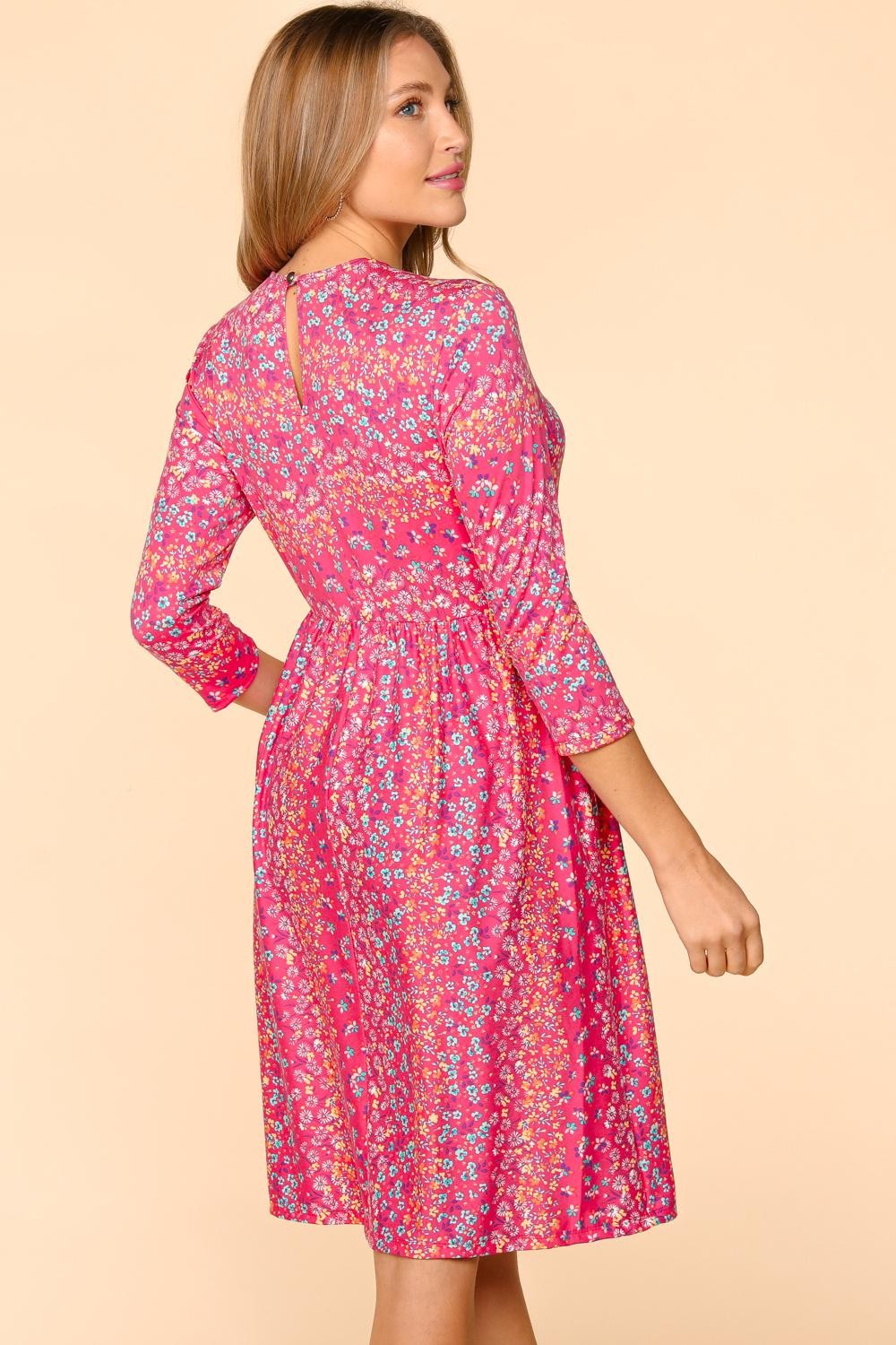 Haptics Round Neck Floral Dress with Pockets - UrbanEthereal