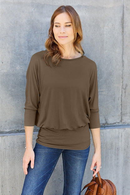 Basic Bae Full Size Round Neck Batwing Sleeve Top - UrbanEthereal