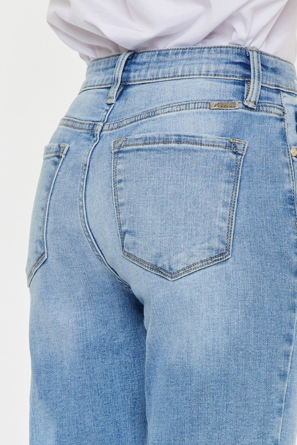Kancan High Waist Raw Hem Straight Jeans - UrbanEthereal