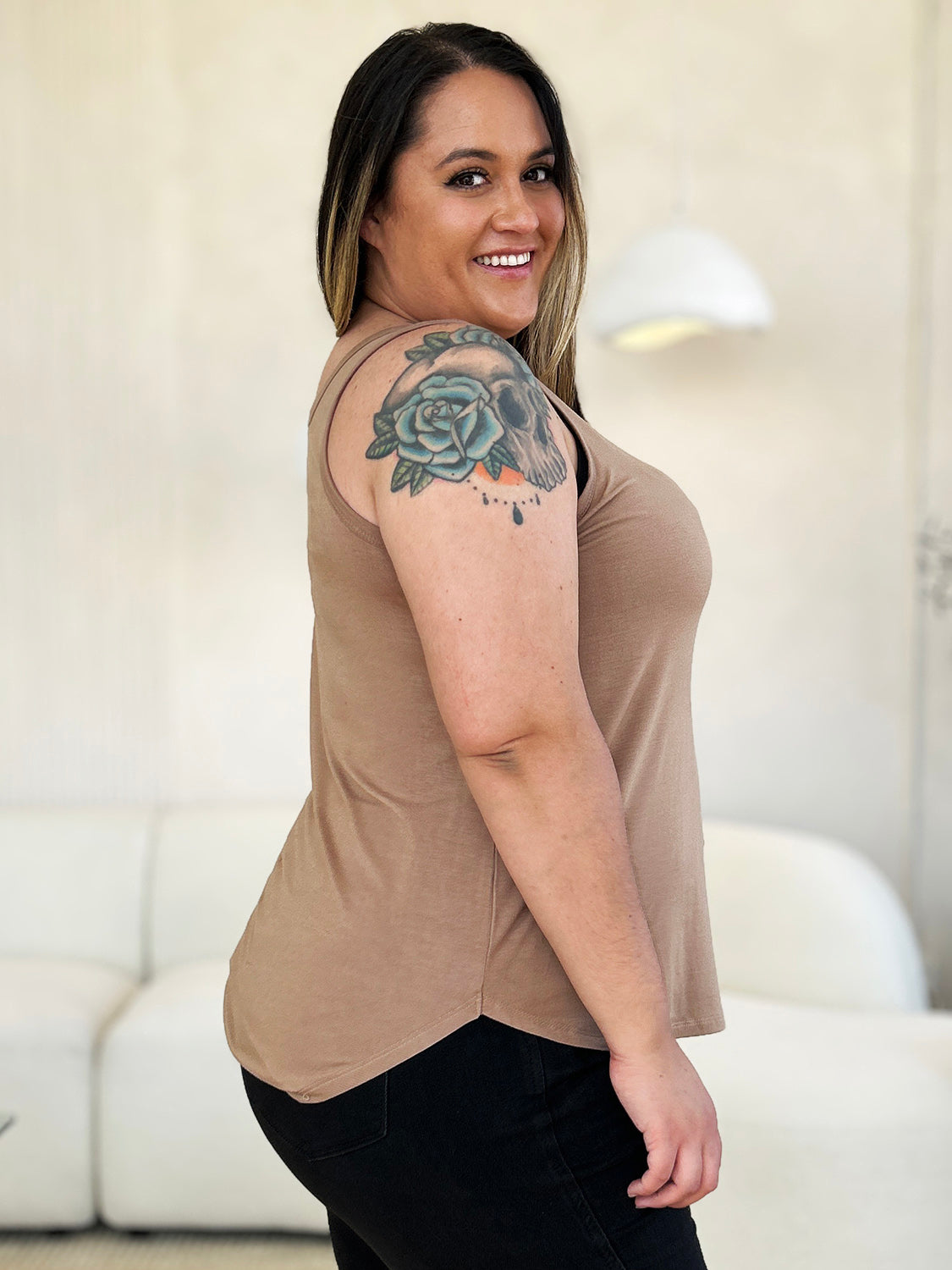 Basic Bae Full Size Round Neck Curved Hem Tank - UrbanEthereal