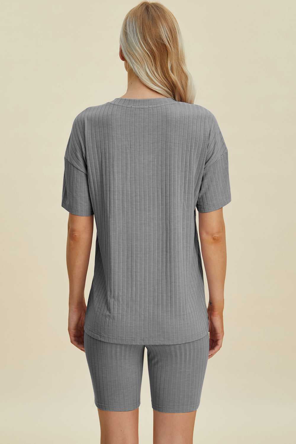 Basic Bae Full Size Ribbed V-Neck Short Sleeve Top and Shorts Set - UrbanEthereal