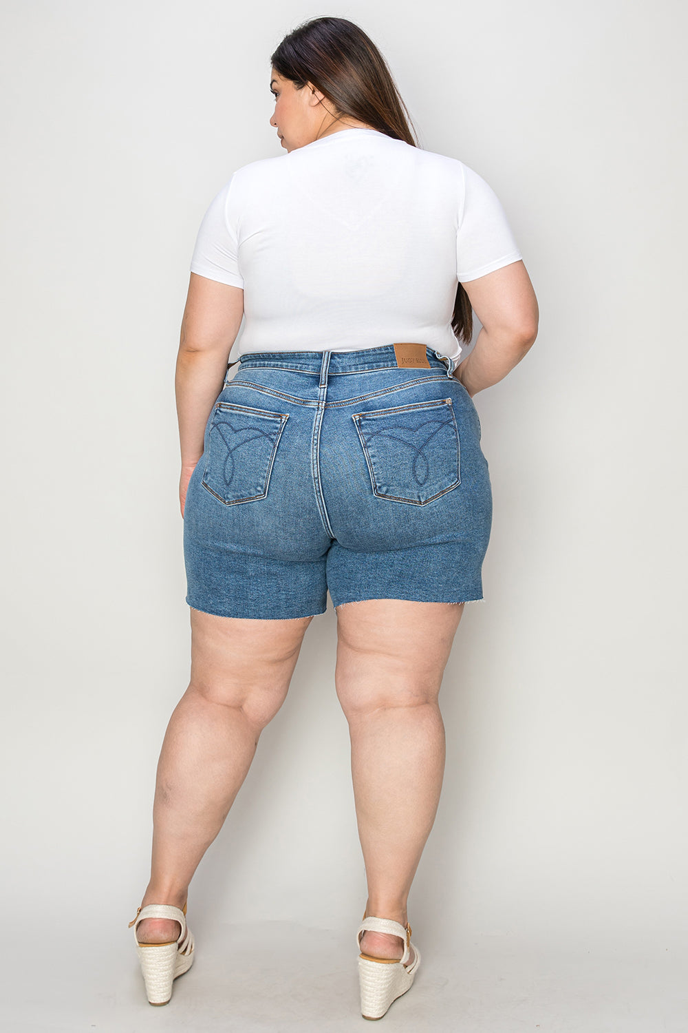 Judy Blue Full Size High Waist Slim Denim Shorts - UrbanEthereal