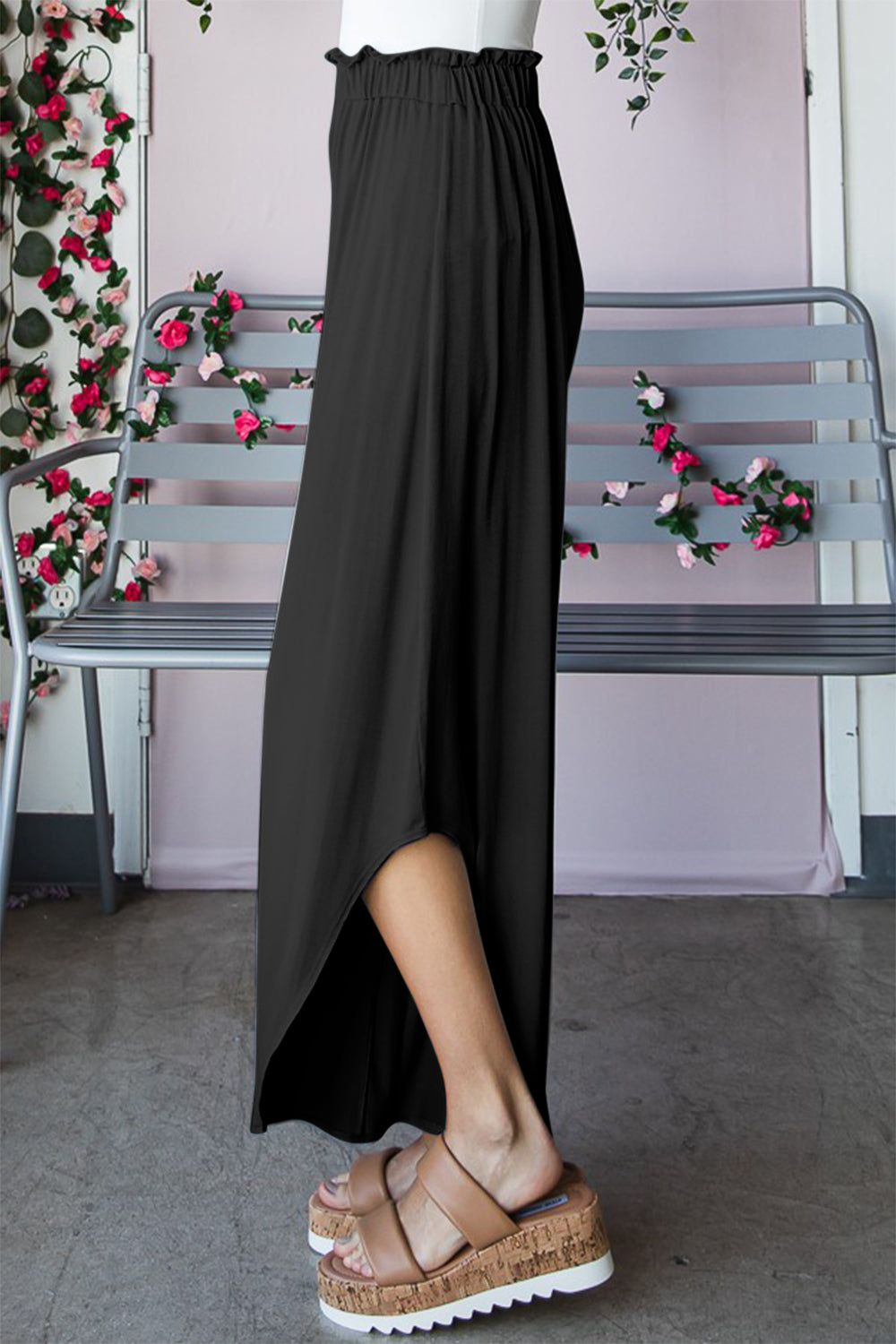 Heimish Full Size Frill Slit High Waist Wide Leg Pants - UrbanEthereal