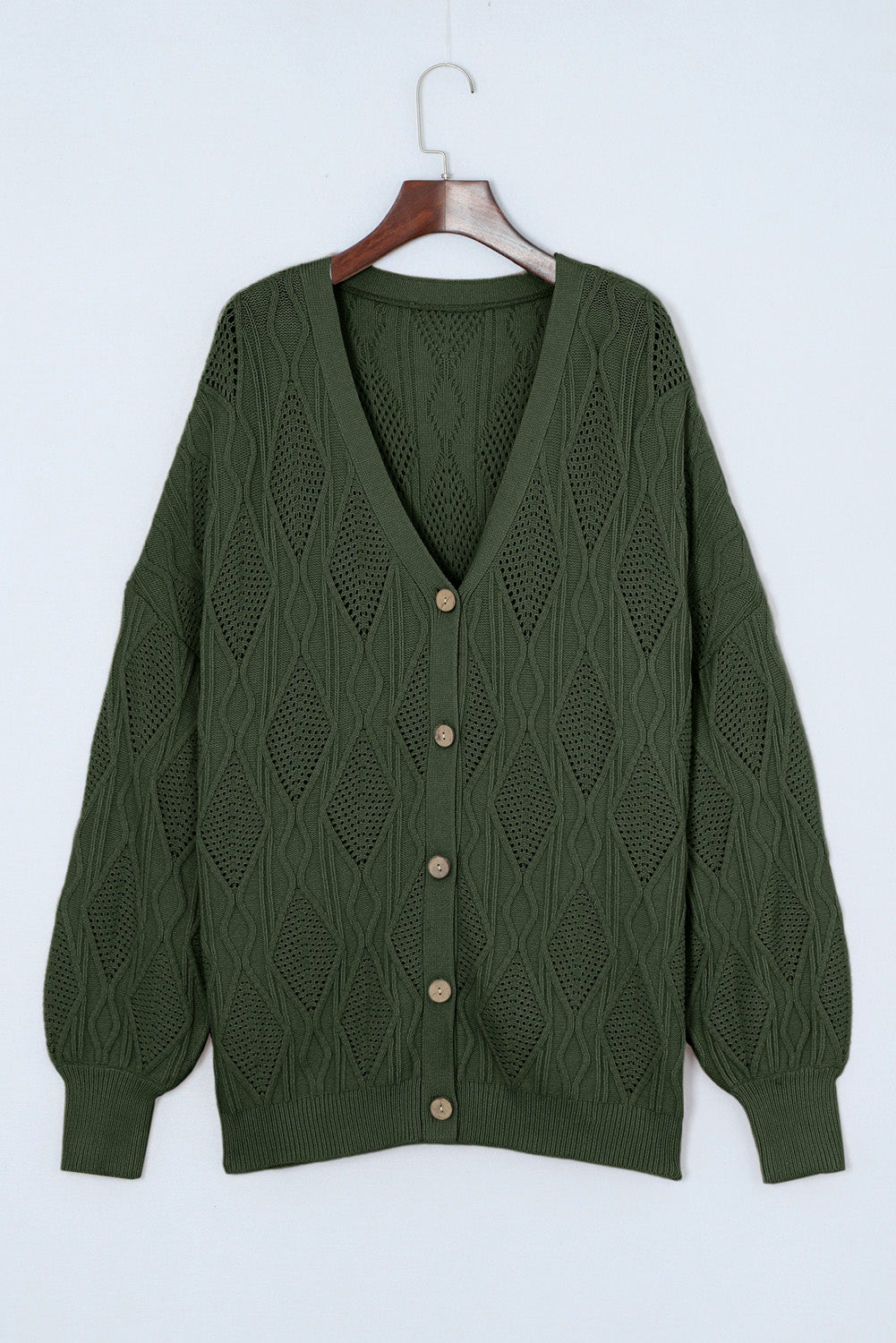 Plus Size Cable-Knit Button Up Sweater - UrbanEthereal