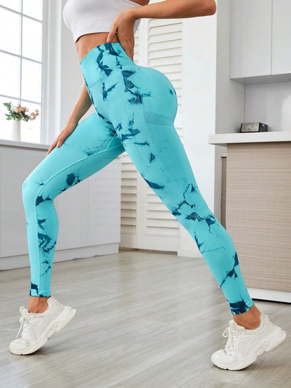 Printed High Waist Active Leggings - UrbanEthereal