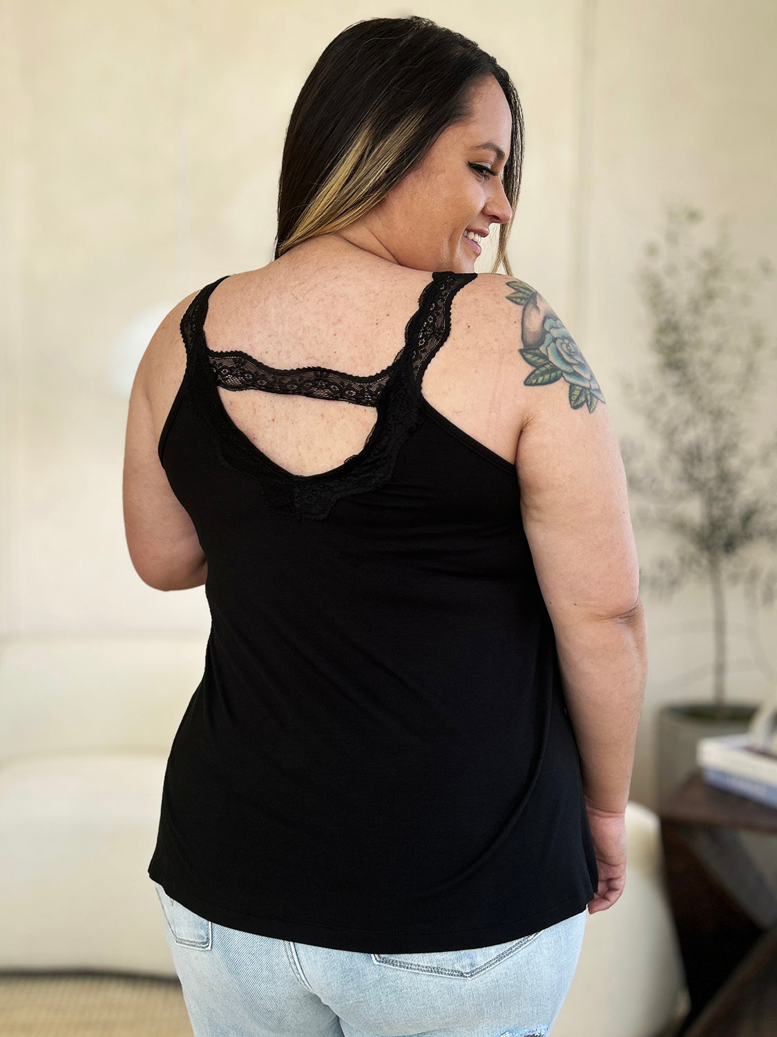 Basic Bae Full Size Lace Detail V-Neck Cutout Cami - UrbanEthereal