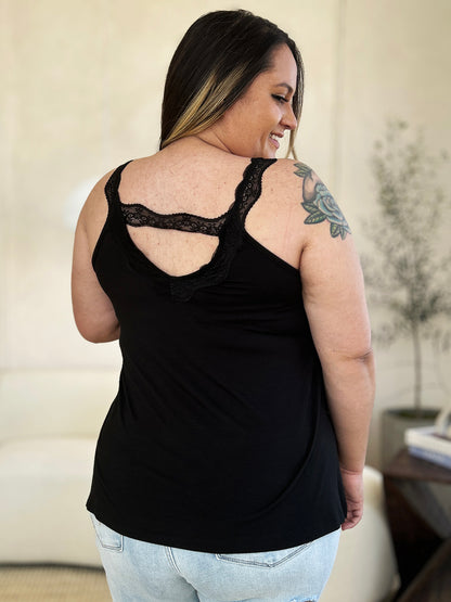 Basic Bae Full Size Lace Detail V-Neck Cutout Cami - UrbanEthereal