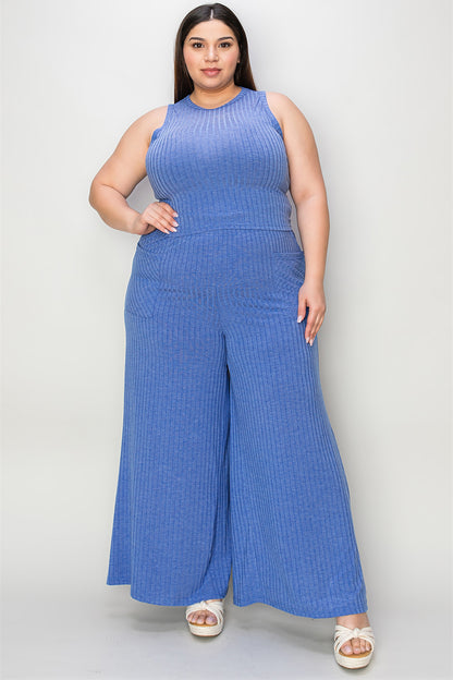 Basic Bae Full Size Ribbed Tank and Wide Leg Pants Set - UrbanEthereal