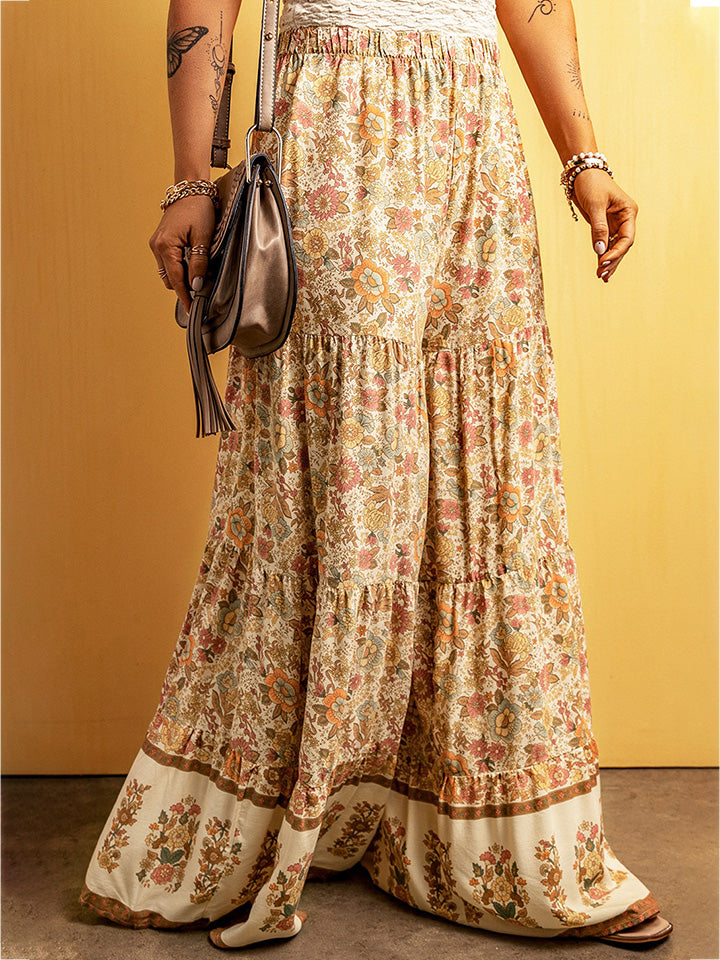 Floral Tiered Wide Leg Pants