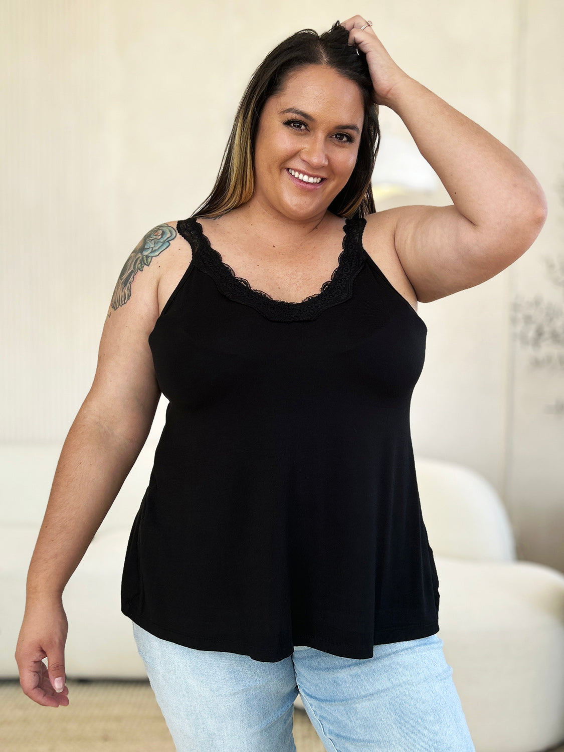 Basic Bae Full Size Lace Detail V-Neck Cutout Cami - UrbanEthereal