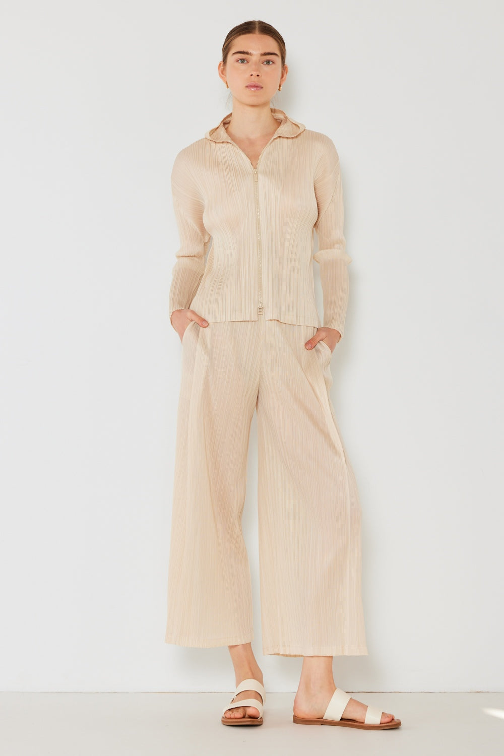 Marina West Swim Pleated Wide-Leg Pants with Side Pleat Detail - UrbanEthereal