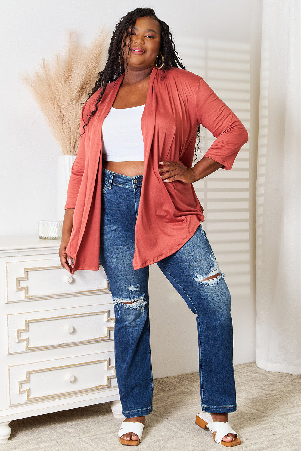 Culture Code Full Size Open Front Cardigan - UrbanEthereal