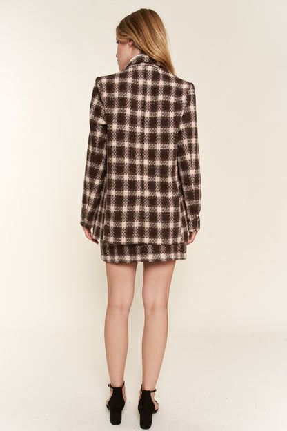 And The Why Full Size Plaid Brushed One Button Blazer - UrbanEthereal