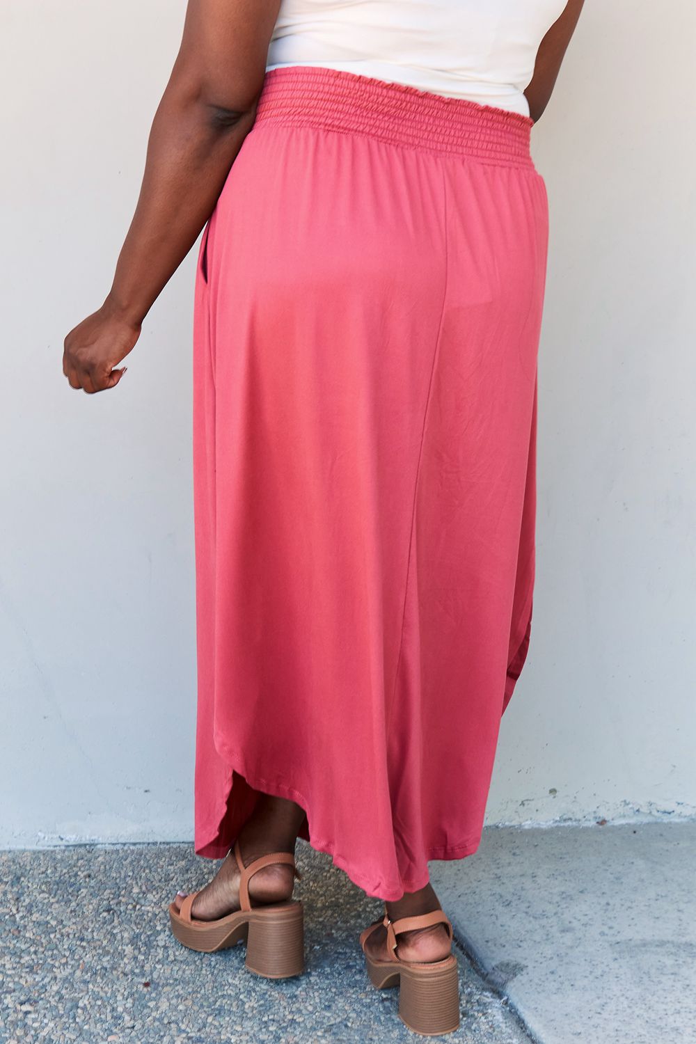 Doublju Comfort Princess Full Size High Waist Scoop Hem Maxi Skirt - UrbanEthereal