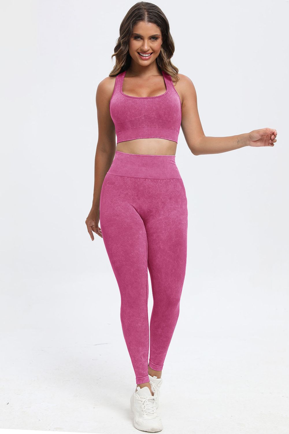 3 Piece Washed Square Neck Wide Strap Active Set - UrbanEthereal