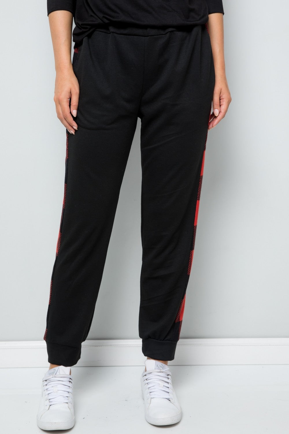 Celeste Design Full Size Plaid Side Print Sweatpants - UrbanEthereal