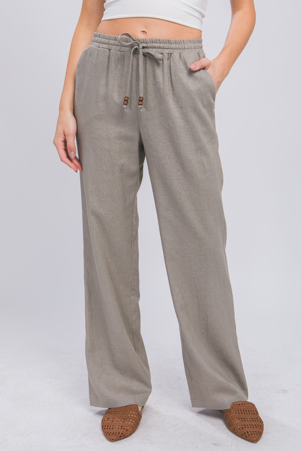 Love Tree Drawstring Wide Leg Pants - UrbanEthereal