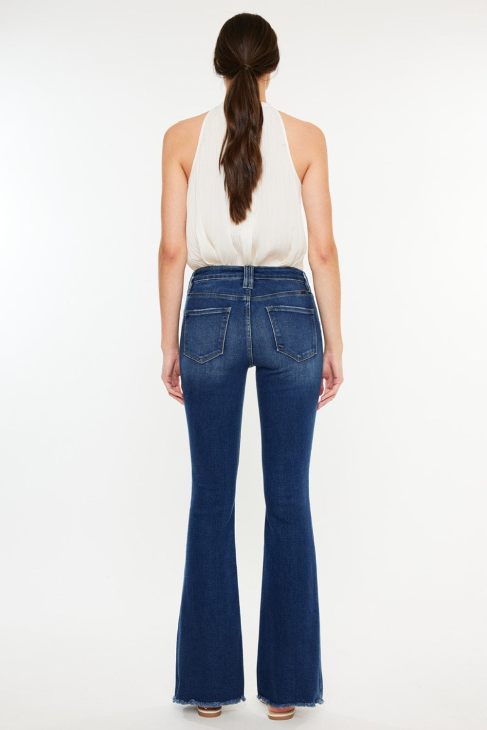 Kancan Cat's Whiskers Raw Hem Flare Jeans - UrbanEthereal
