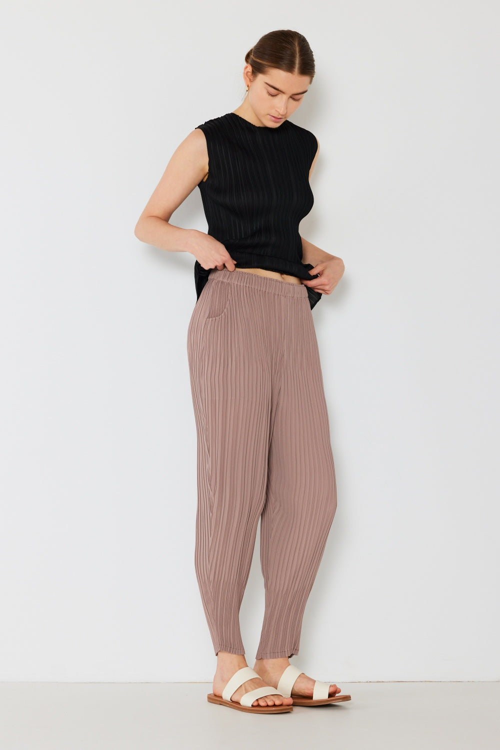 Marina West Swim Pleated Relaxed-Fit Slight Drop Crotch Jogger - UrbanEthereal