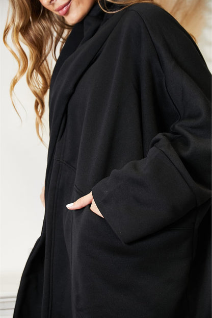 HEYSON Full Size Open Front Cardigan with Scarf Design - UrbanEthereal