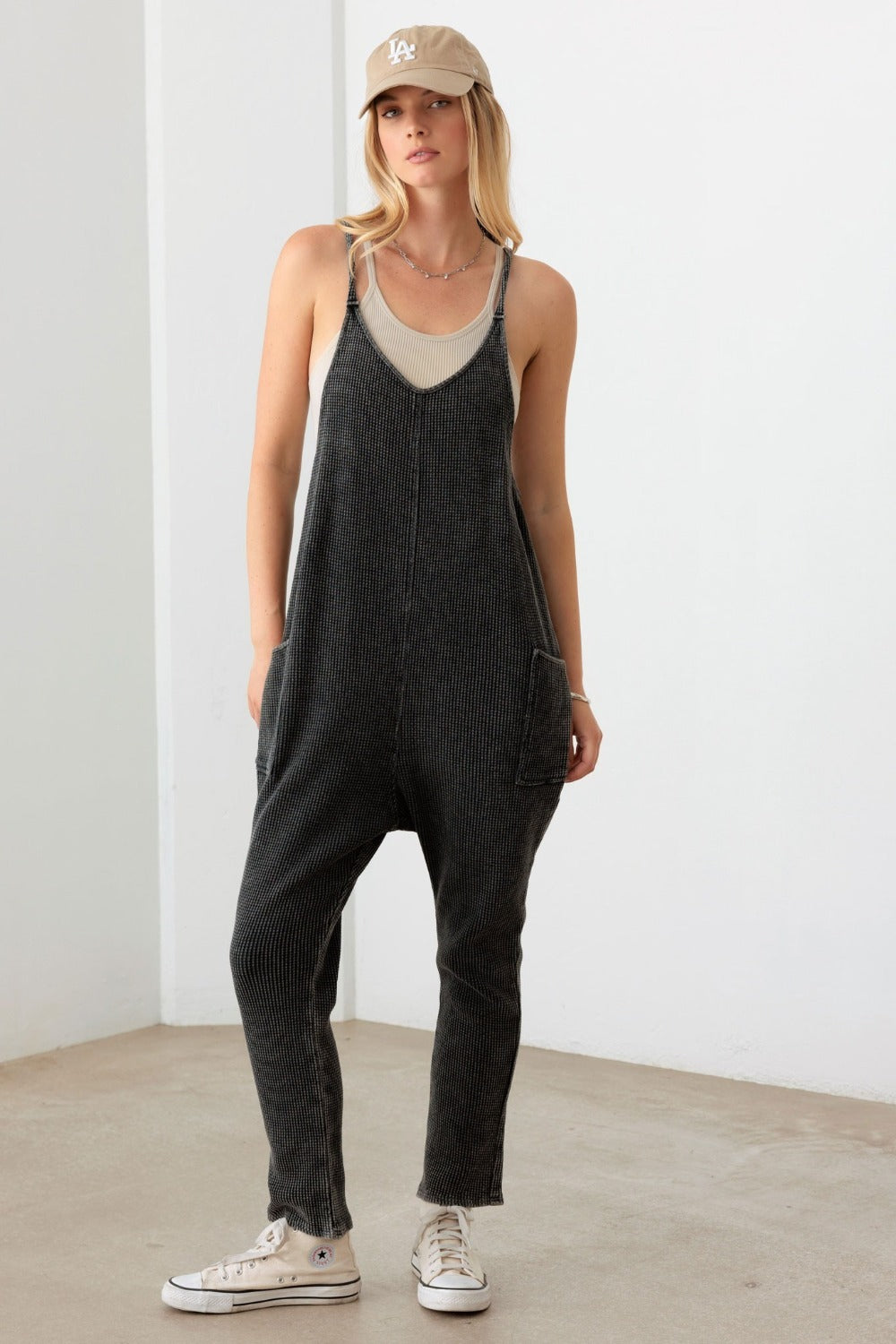 Le Lis Waffle Knit Side Pocket Jumpsuit - UrbanEthereal