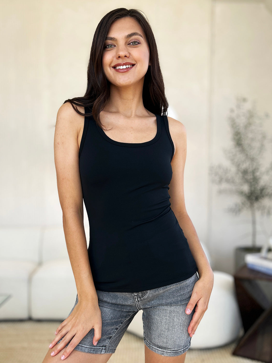 Basic Bae Full Size Square Neck Wide Strap Tank - UrbanEthereal