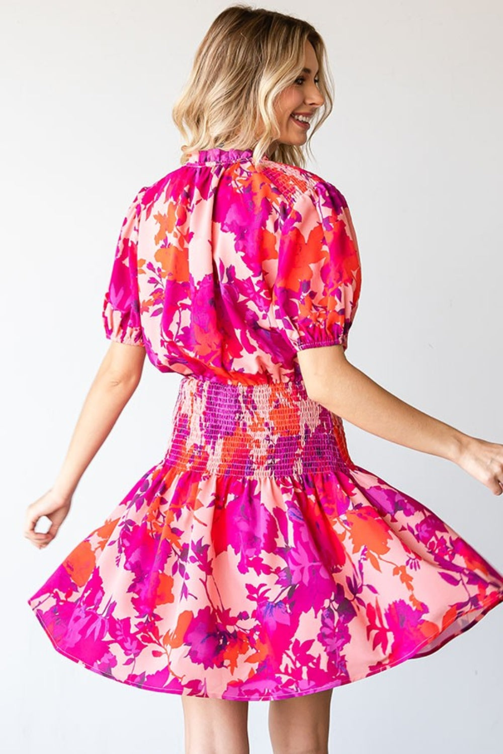 First Love Floral Short Sleeve Smocked Mini Dress - UrbanEthereal