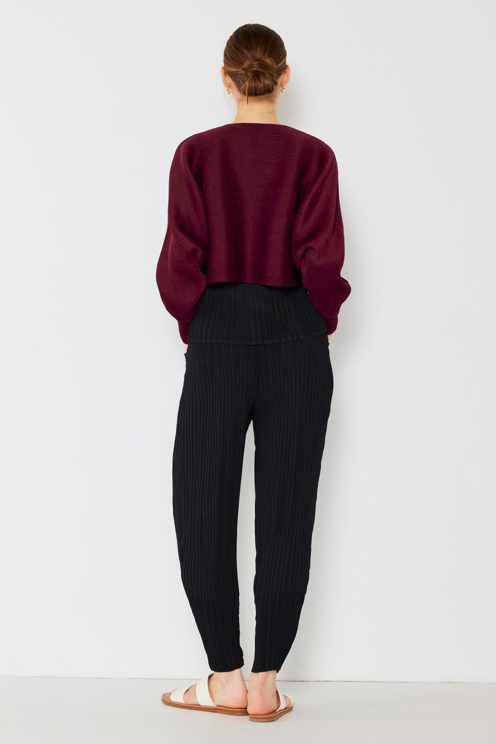 Marina West Swim Rib Pleated Puff Sleeve Bolero Cardigan - UrbanEthereal