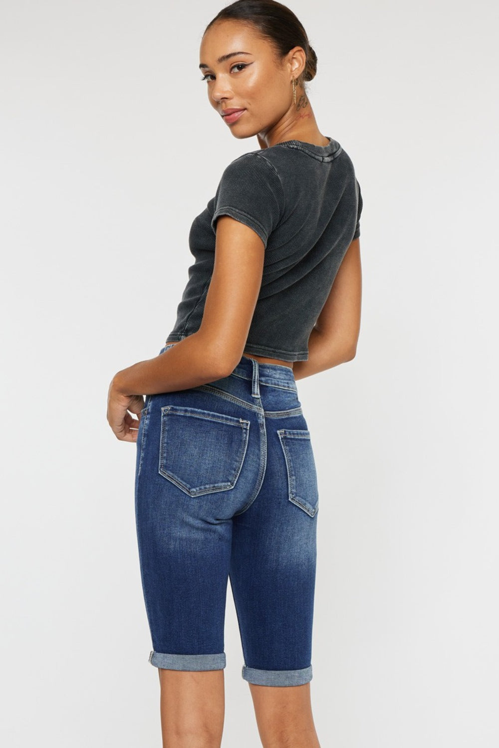 Kancan Full Size Cat's Whiskers Button Fly Denim Shorts - UrbanEthereal