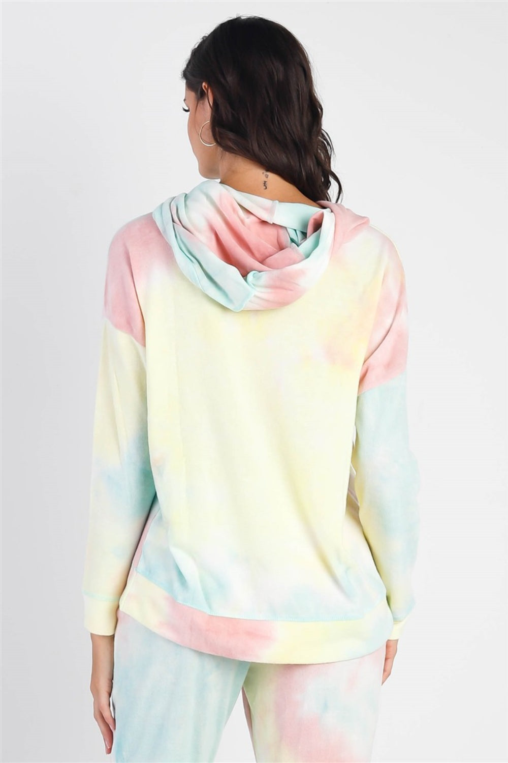 Cherish Apparel Drawstring Tie-Dye Dropped Shoulder Hoodie - UrbanEthereal