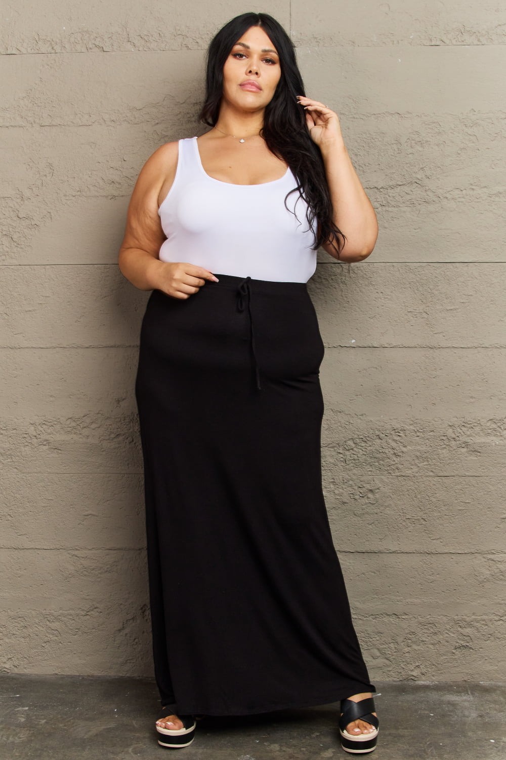 Culture Code For The Day Full Size Flare Maxi Skirt in Black - UrbanEthereal