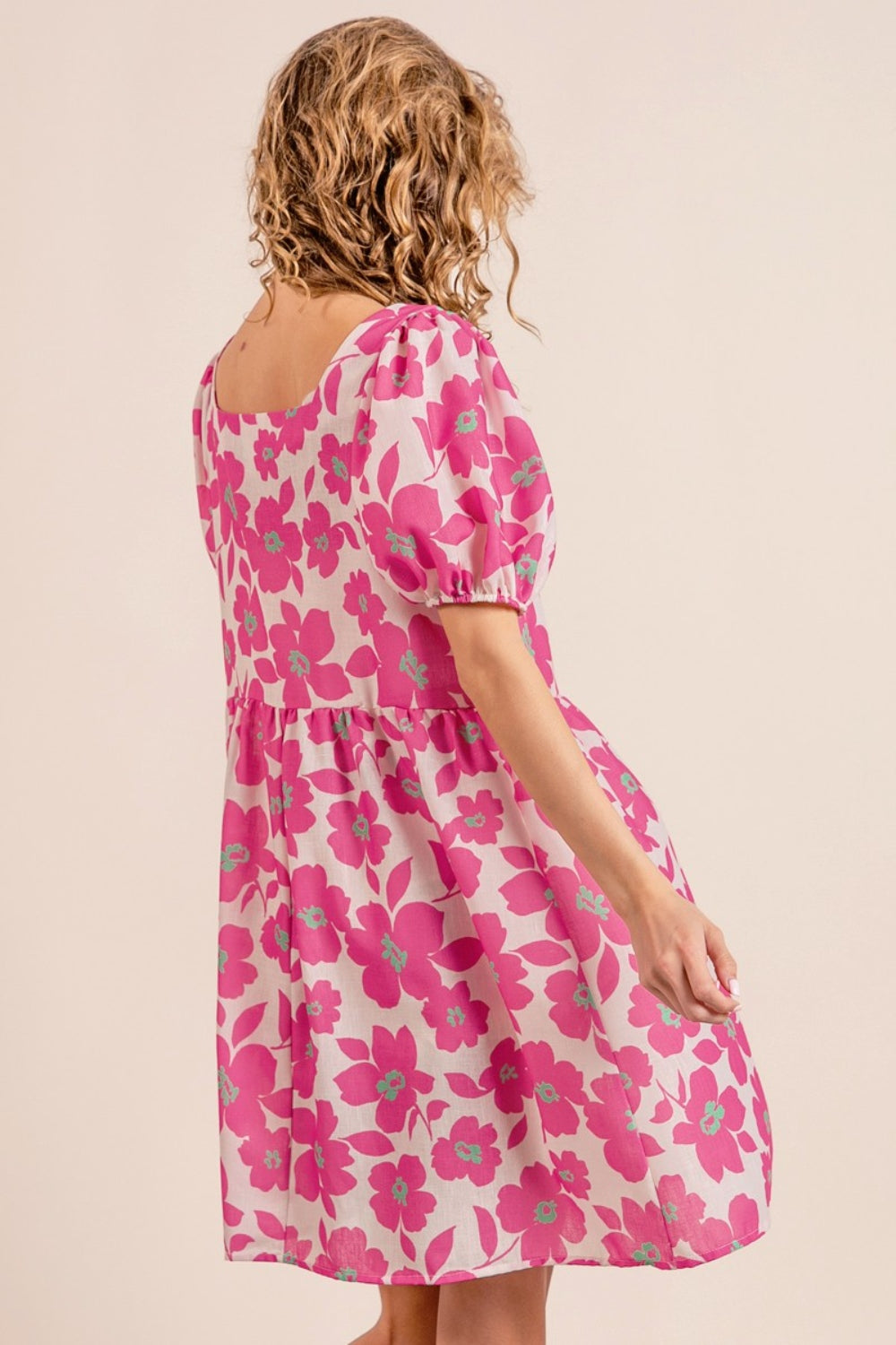 BiBi Printed Square Neck Puff Sleeve Mini Dress - UrbanEthereal