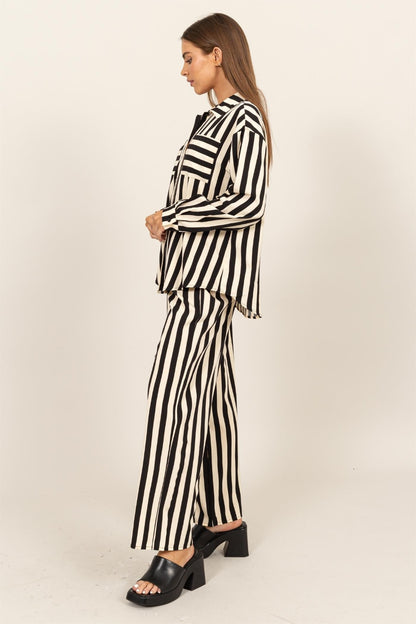 HYFVE Striped Button Up Shirt and Pants Set - UrbanEthereal