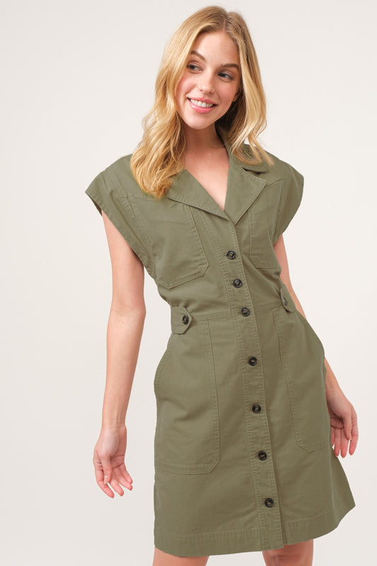And The Why Button Up Sleeveless Dress - UrbanEthereal