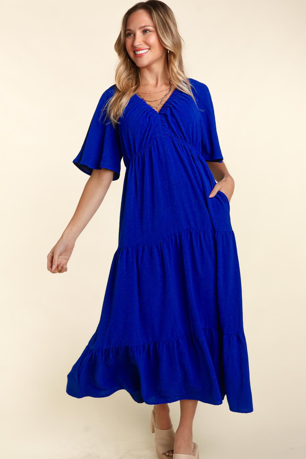 Haptics Tiered Babydoll Maxi Dress with Side Pocket - UrbanEthereal