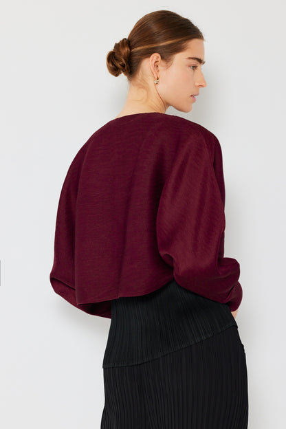 Marina West Swim Rib Pleated Puff Sleeve Bolero Cardigan - UrbanEthereal