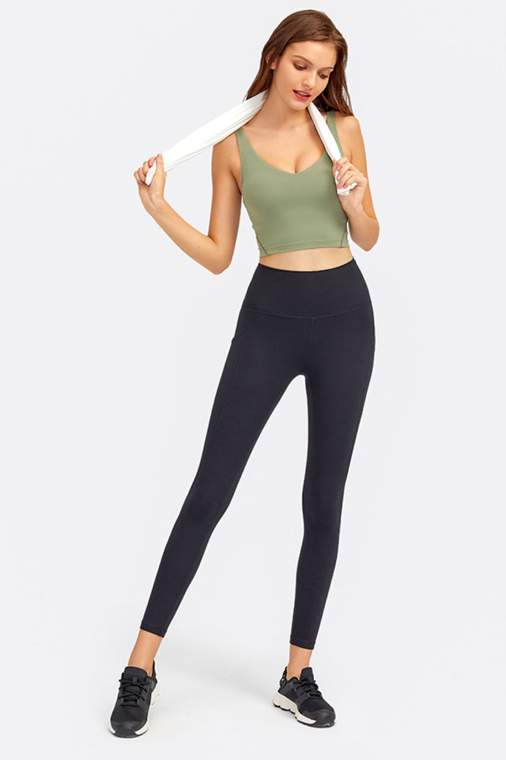 Deep V-Neck Crop Sports Bra - UrbanEthereal