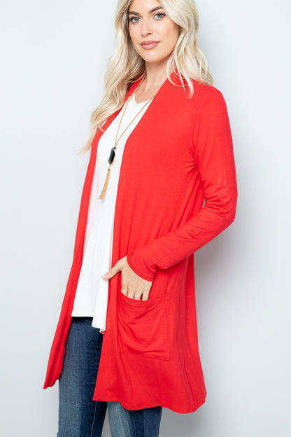 Celeste Full Size Open Front Cardigan with Pockets - UrbanEthereal