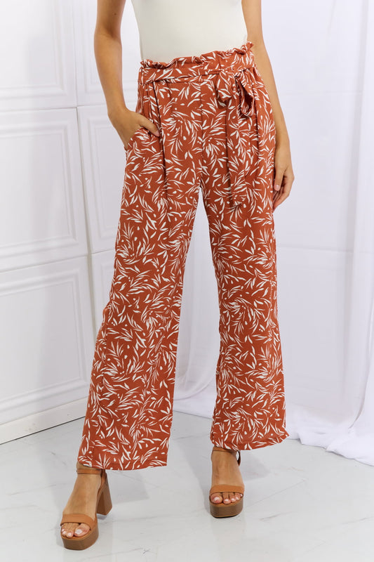 Heimish Right Angle Full Size Geometric Printed Pants in Red Orange - UrbanEthereal