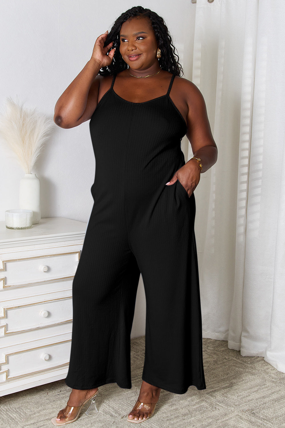 Basic Bae Full Size Spaghetti Strap V-Neck Jumpsuit - UrbanEthereal