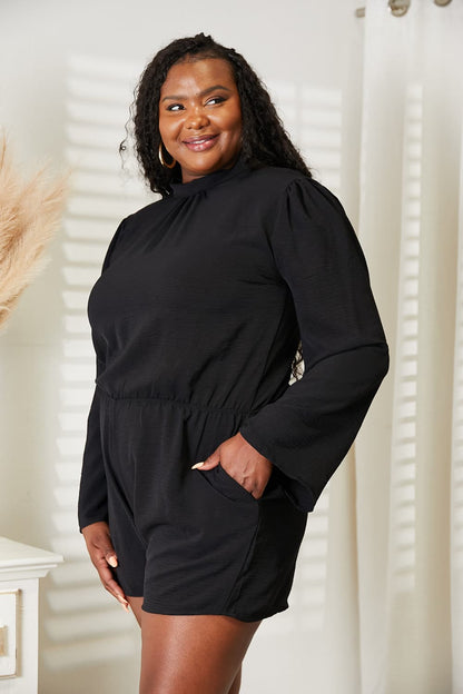 Culture Code Full Size Open Back Romper with Pockets - UrbanEthereal