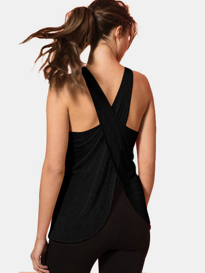 Crisscross Scoop Neck Active Tank - UrbanEthereal