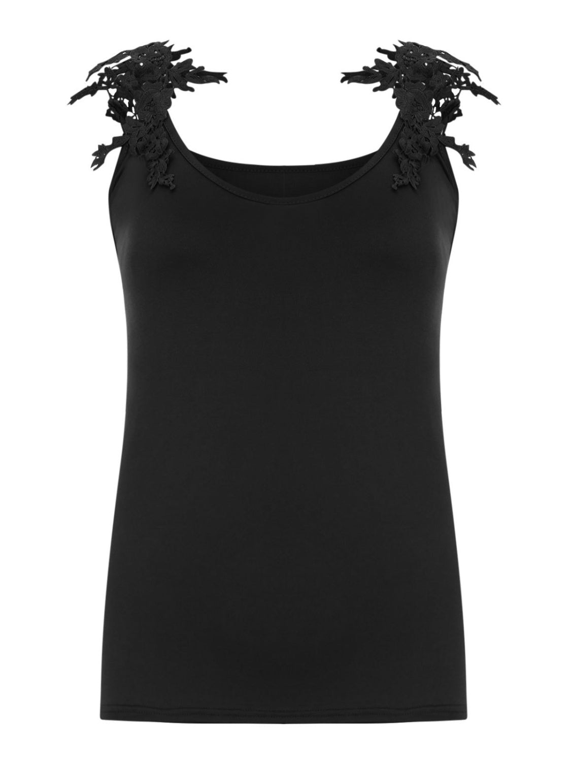 Full Size Lace Detail Scoop Neck Tank - UrbanEthereal
