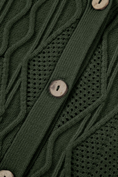 Plus Size Cable-Knit Button Up Sweater - UrbanEthereal
